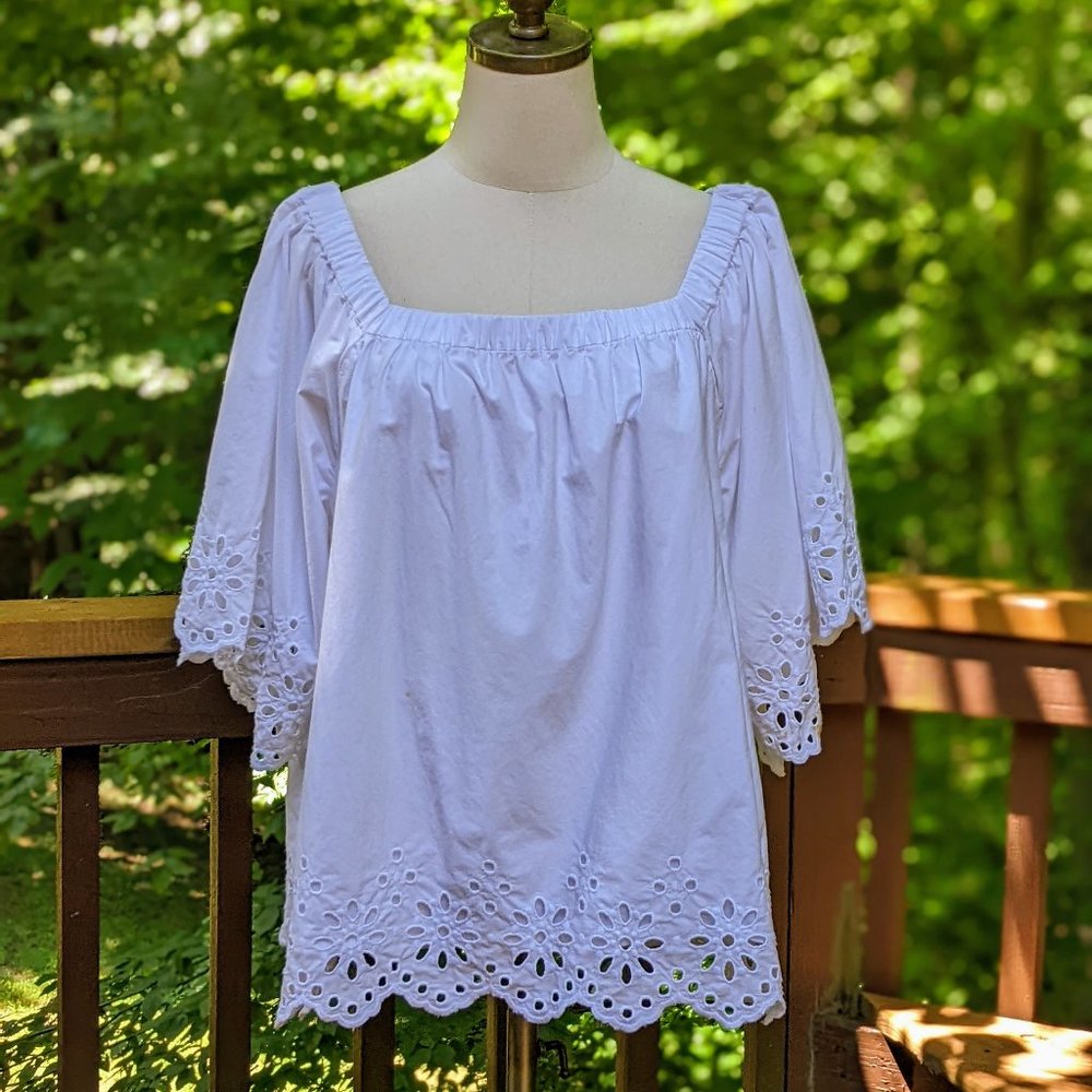 Vineyard Vines White Cotton Eyelet Top